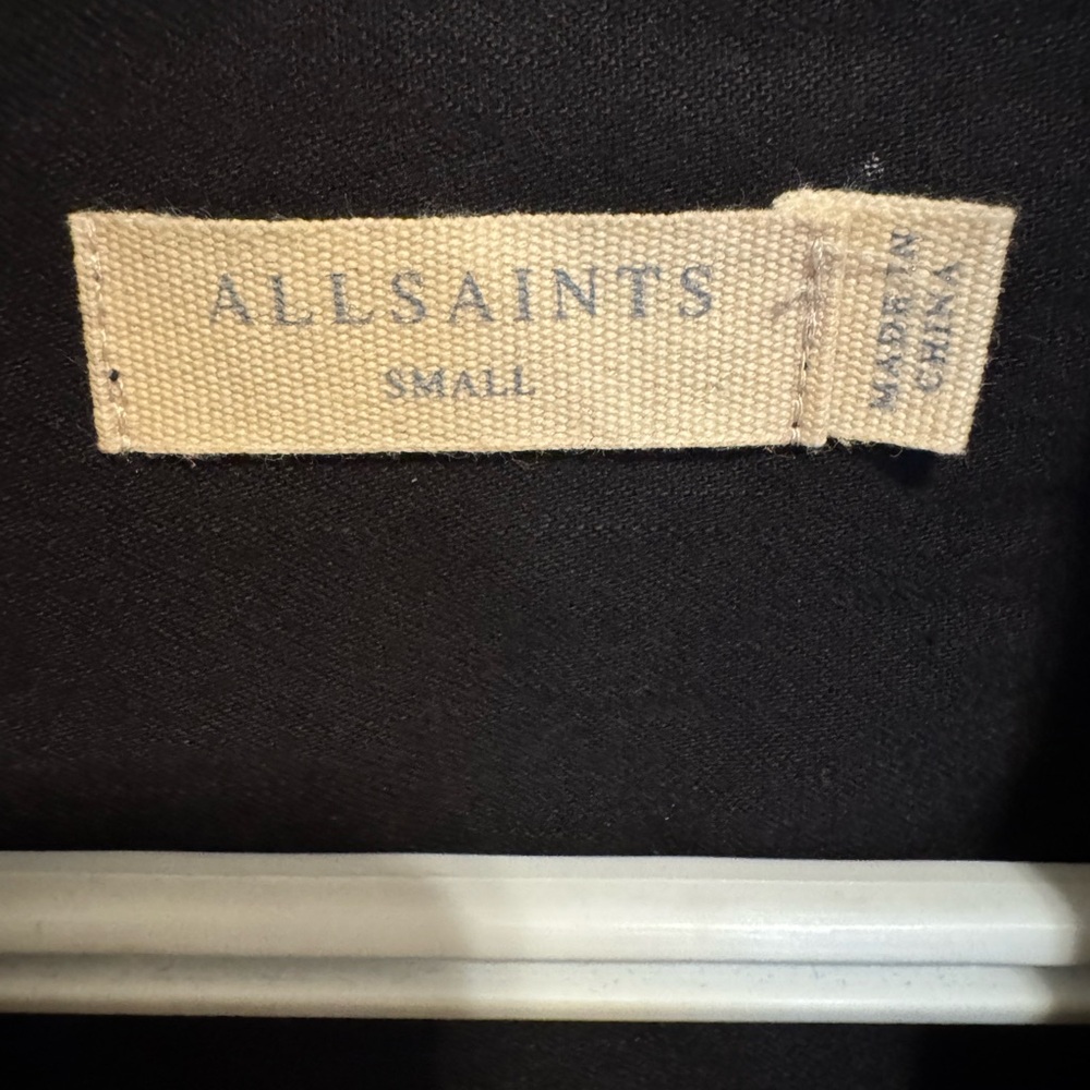 AllSaints Black Shirt with Distressed Sleeve - Picture 3 of 3